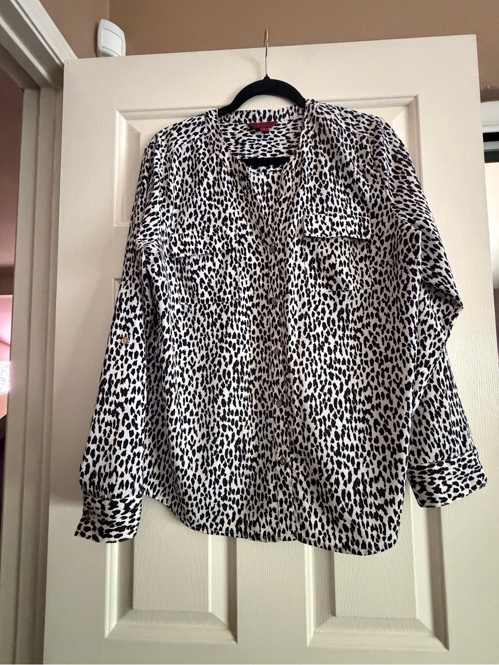 212 Collection Black and White Animal Print Blouse
